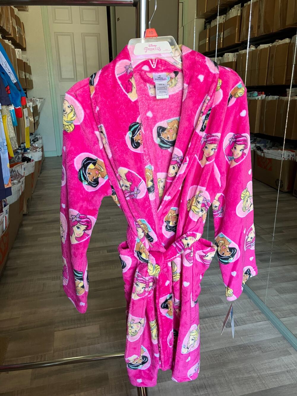 Disney Princess Girl's Fleece Pink Heart Character Bathrobe Size 10